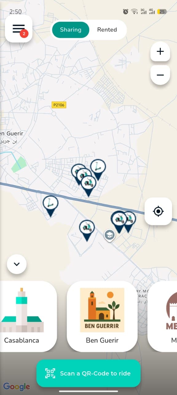 écran de l'application pogo localiser véhicule 